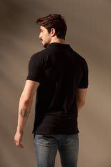 POLO ALGODÃO PIMA TEXTURIZADA - PRETO