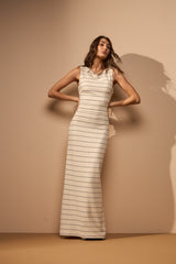 VESTIDO TEMPOS - AREIA E PRETO