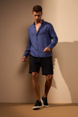 CAMISA LINHO GIBSON COM BOLSO - AZUL ROYAL