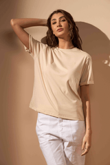 CAMISETA BÁSICA OVERSIZE - AREIA