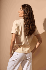 CAMISETA BÁSICA OVERSIZE - AREIA
