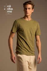 CAMISETA CLÁSSICA CÂNHAMO COM BOLSO - VERDE