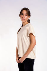 BLUSA DETALHE NA MANGA - AREIA