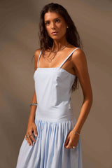 VESTIDO MIDI ONDAS ALGODÃO - AZUL da Vörr Brasil | Loja Oficial Vörr Brasil