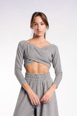 CROPPED CRUZADO - CINZA