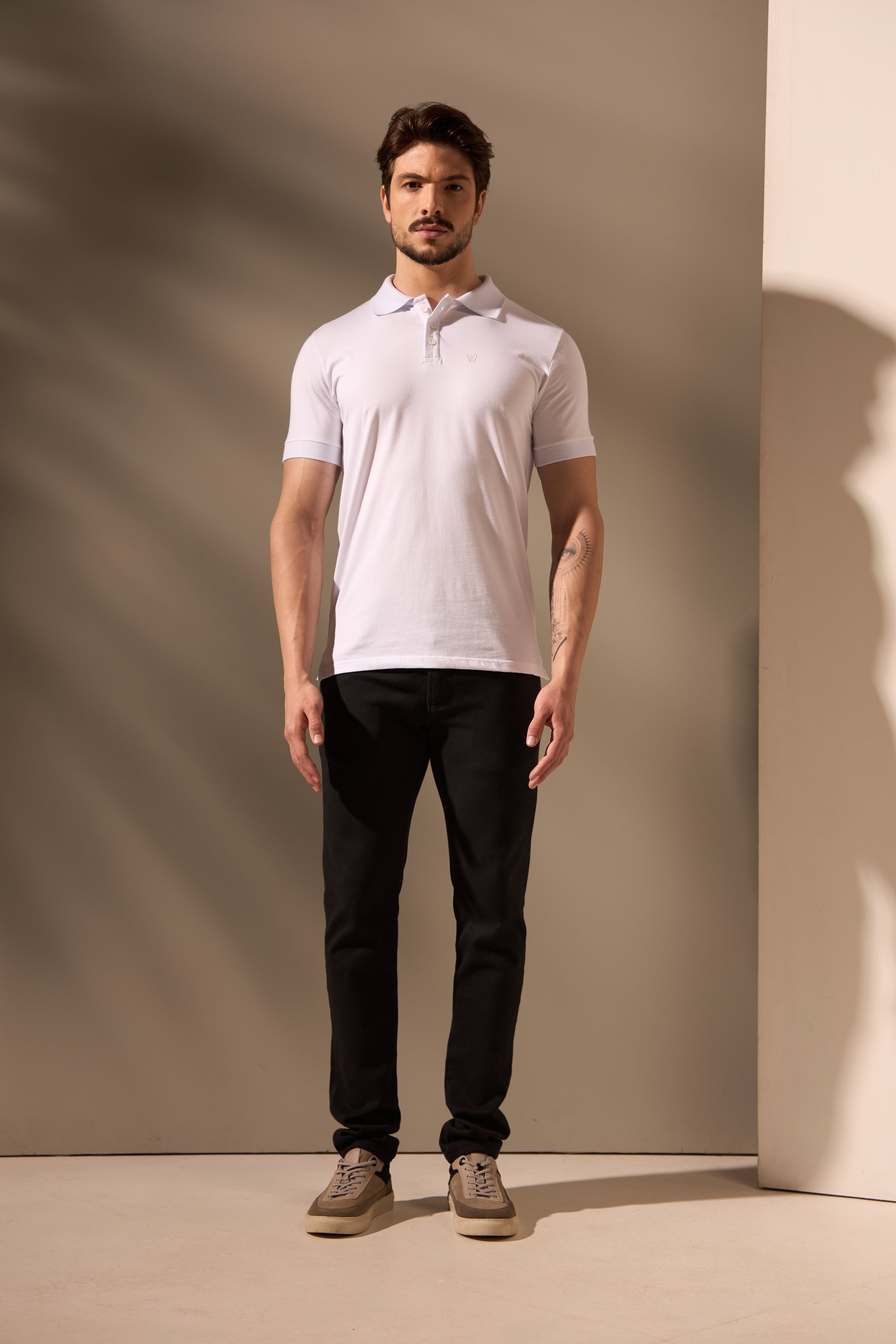 POLO ALGODÃO MALHA PIMA - BRANCO