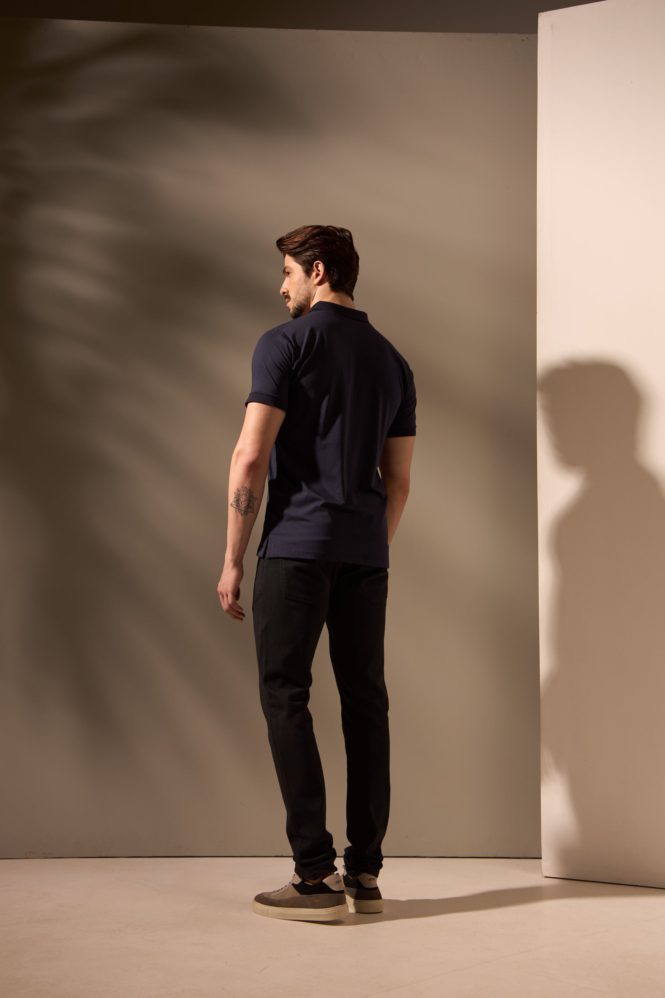 POLO ALGODÃO MALHA PIMA - MARINHO