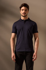 POLO ALGODÃO PIMA LISA - MARINHO
