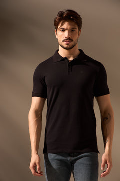 POLO PIQUET ALGODÃO PIMA - PRETO