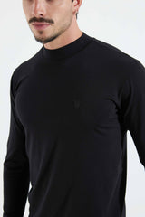 BLUSA SLIM MANGA LONGA SUEDINE - PRETO