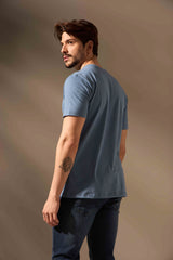 CAMISETA BÁSICA CONFORTO 100% ALGODÃO - AZUL