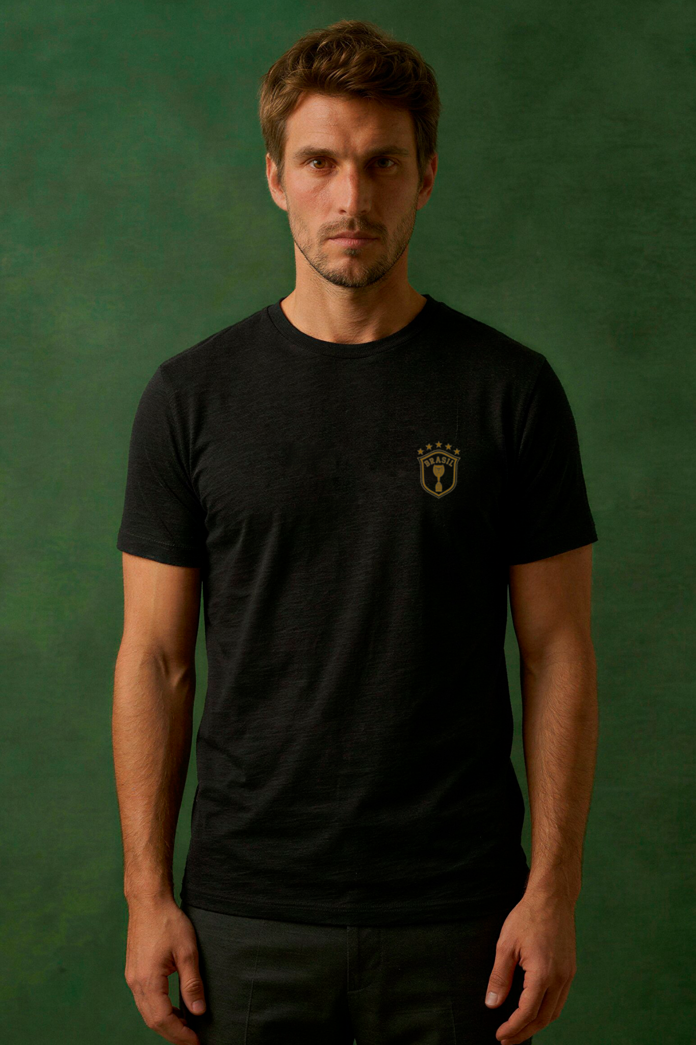 PRÉ-VENDA CAMISETA BRASÃO VINTAGE ALGODÃO EGÍPCIO - PRETO