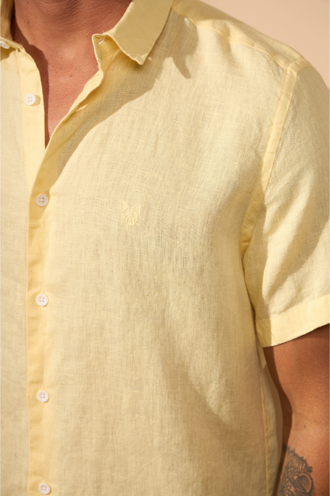 CAMISA LINHO GIBSON - AMARELO E BRANCO