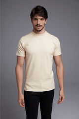 CAMISETA SLIM GOLA ALTA NATURALE - AREIA