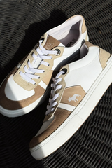 TÊNIS VICTÓRIA COURO E CAMURÇA - AREIA E BRANCO