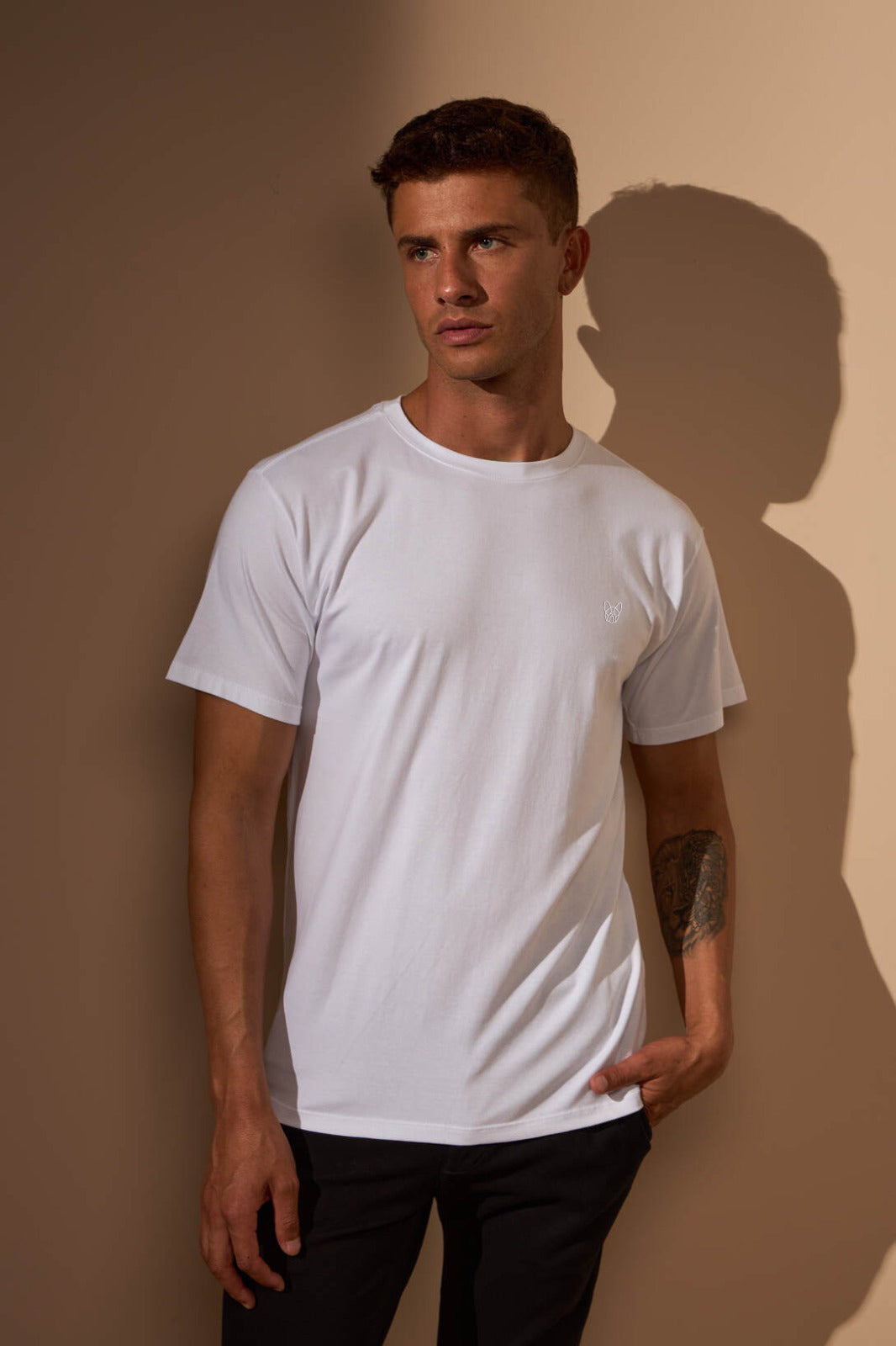 CAMISETA SLIM EGÍPCIO - BRANCO COM BRANCO