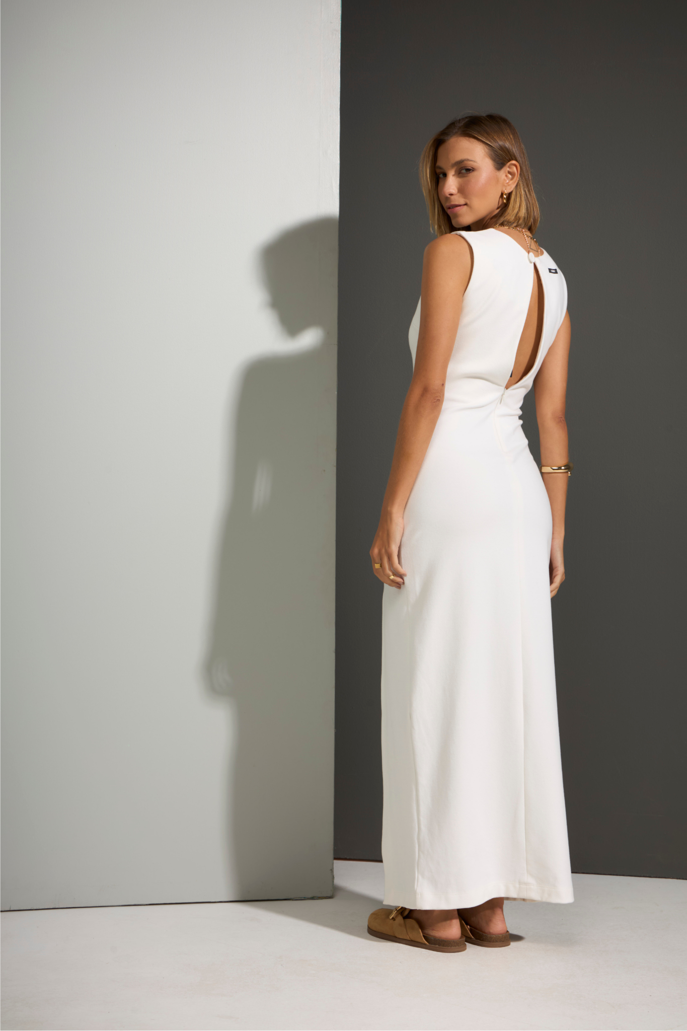 VESTIDO CRISTAIS ALGODÃO - OFF WHITE