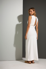VESTIDO CRISTAIS ALGODÃO - OFF WHITE