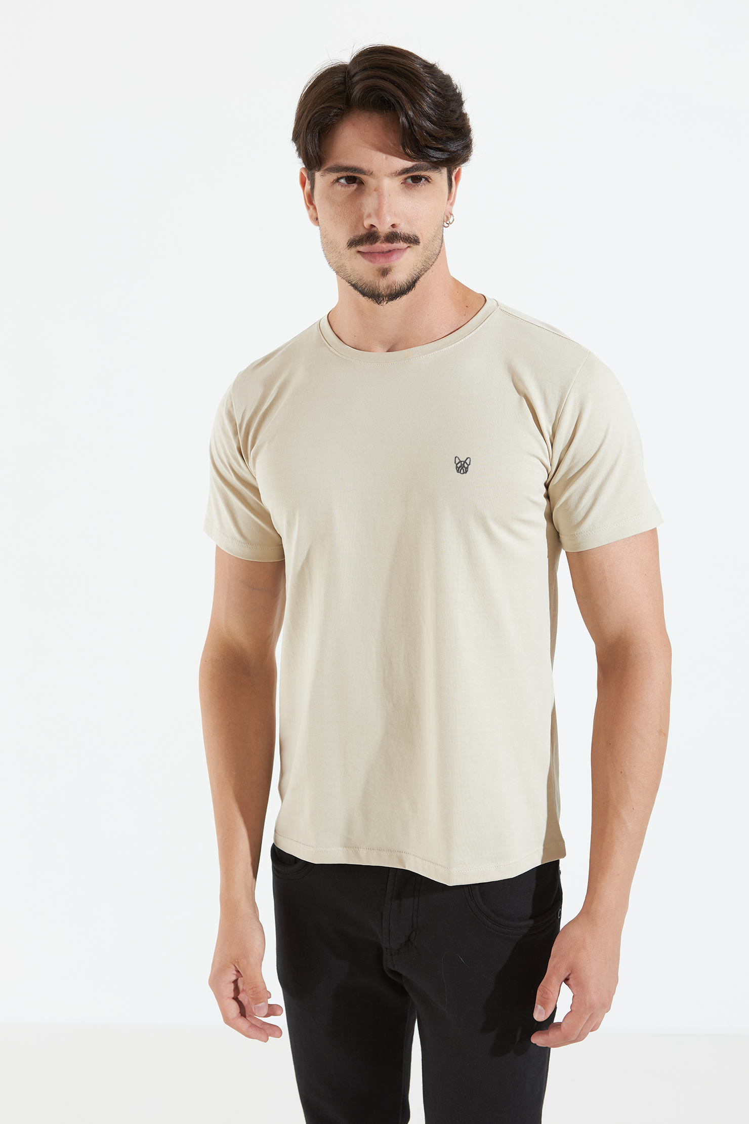 CAMISETA PIMA SOUL - AREIA E PRETO