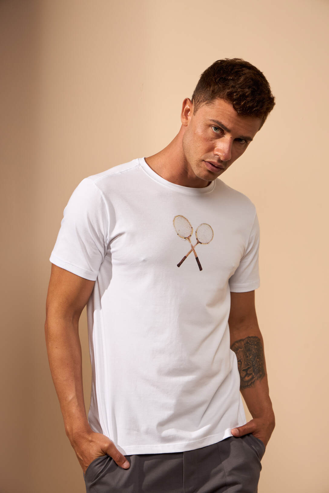 CAMISETA DUO RAQUETE - BRANCO