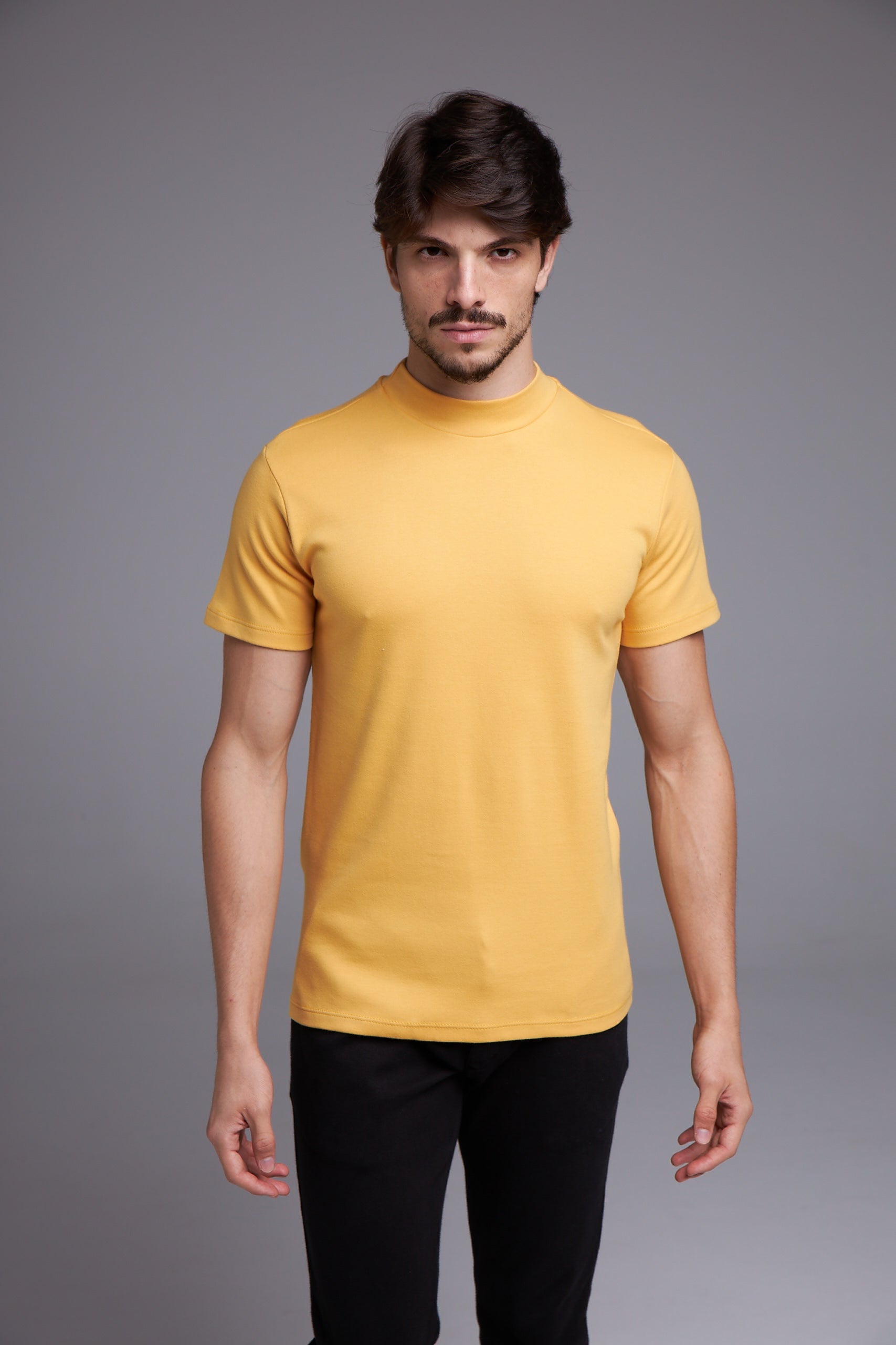 CAMISETA SLIM GOLA ALTA NATURALE - LARANJA