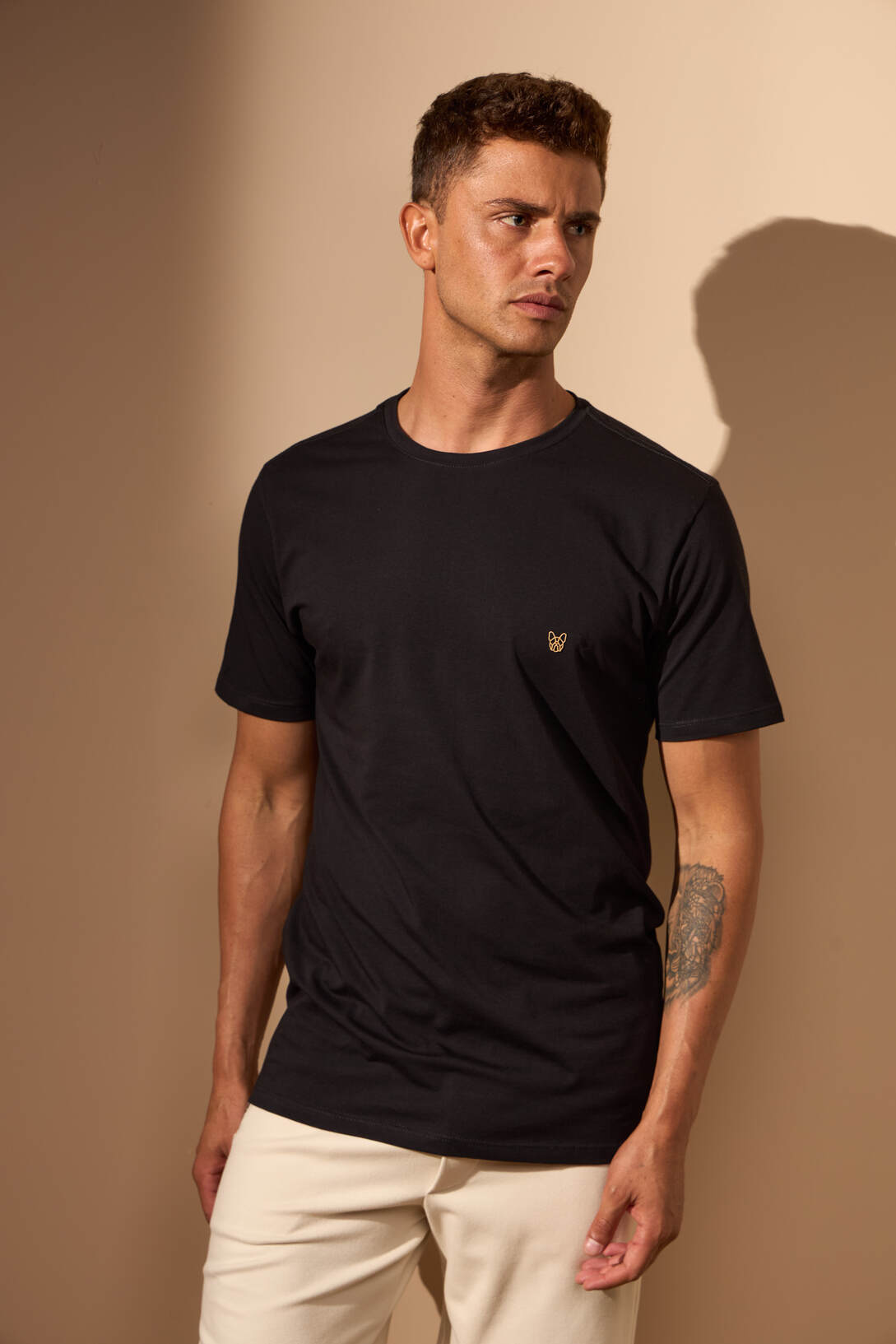 CAMISETA SLIM EGÍPCIO - PRETO COM DOURADO