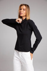 BLUSA GOLA ALTA MANGA LONGA - PRETO