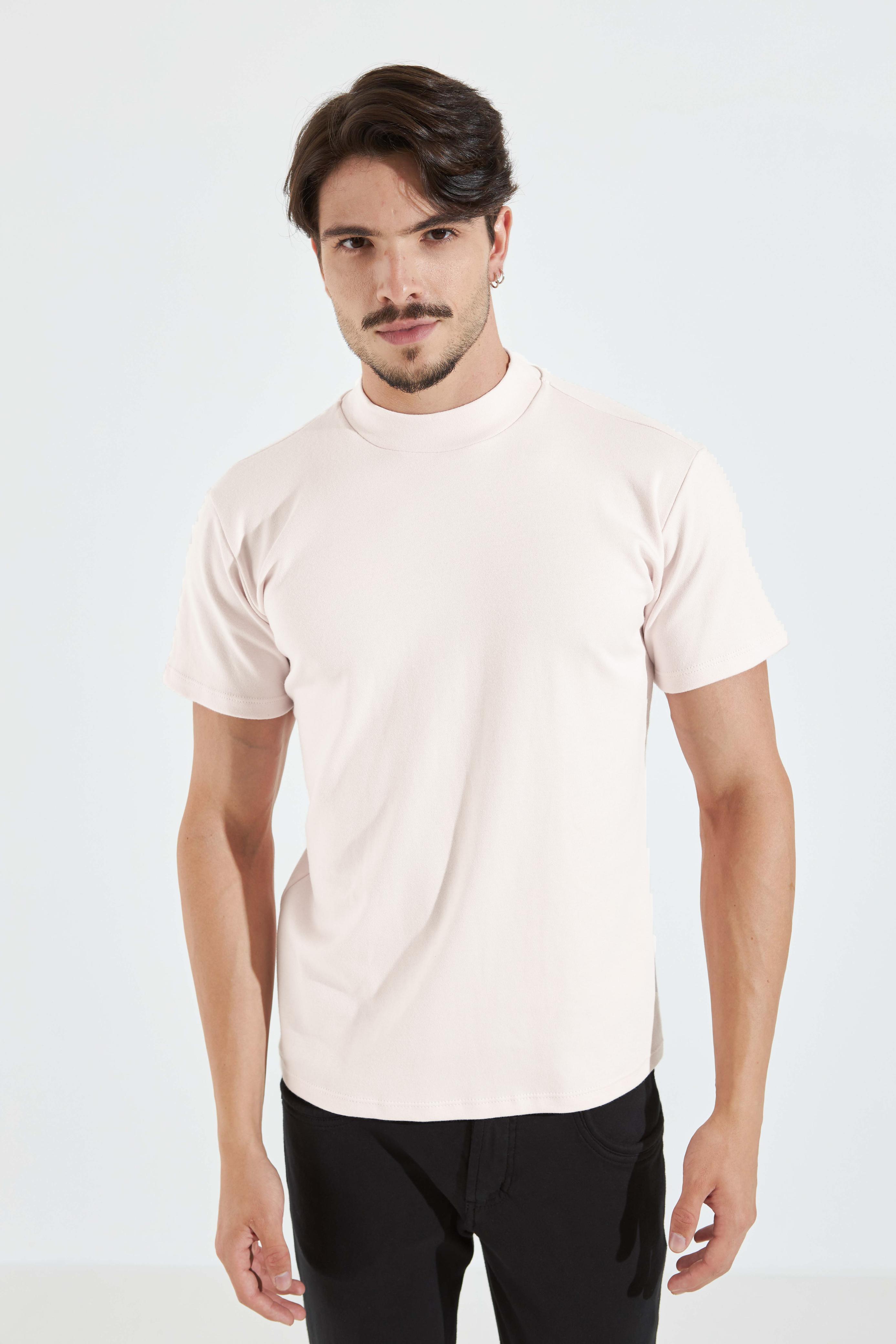 CAMISETA SLIM GOLA ALTA - OFF WHITE