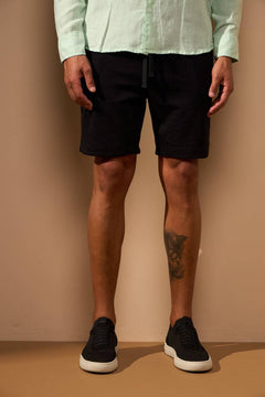 BERMUDA NERVURA LINHO - PRETO