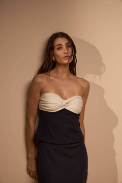 BLUSA UNIÃO ALGODÃO - PRETO E AREIA