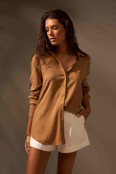 CAMISA FLOW LINHO - CAMEL