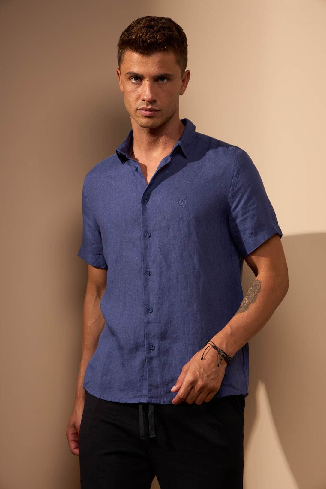 CAMISA GIBSON 100% LINHO - AZUL ROYAL da Vörr Brasil | Vörr Brasil