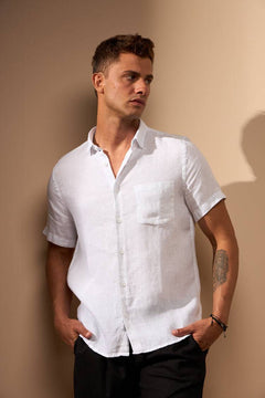 CAMISA GIBSON COM BOLSO 100% LINHO - BRANCO