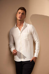 CAMISA GIBSON 100% LINHO COM BOLSO - OFF WHITE da Vörr Brasil | Vörr Brasil