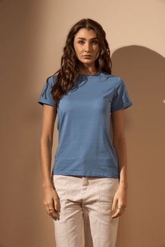CAMISETA ESSENCIAL ALGODÃO EGÍPCIO FEMININA - AZUL