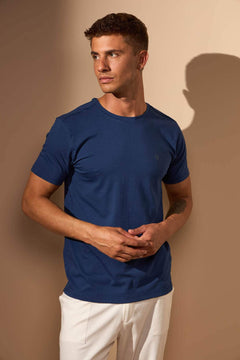 CAMISETA ESSENCIAL ALGODÃO EGÍPCIO - MARINHO