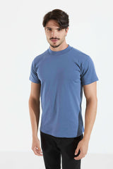 CAMISETA BÁSICA SLIM GOLA ALTA - AZUL da Vörr Brasil | Loja Oficial Vörr Brasil