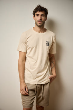 CAMISETA LEAF ALGODÃO EGÍPCIO - AREIA