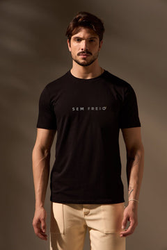 CAMISETA SEM FREIO ALGODÃO EGÍPCIO - PRETO