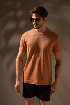 CAMISETA LEME TRICÔ ALGODÃO - COBRE