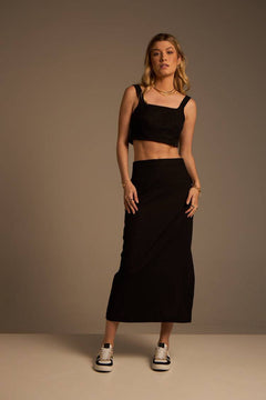 CROPPED CORUMBAU LINHO - PRETO