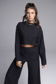 CROPPED TEMPOS ALGODÃO - PRETO