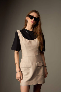 VESTIDO JARDIM CURTO 100% ALGODÃO - CINZA