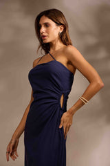 VESTIDO MIDI MARÉ LINHO - MARINHO da Vörr Brasil | Vörr Brasil