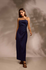 VESTIDO MIDI MARÉ LINHO - MARINHO da Vörr Brasil | Vörr Brasil