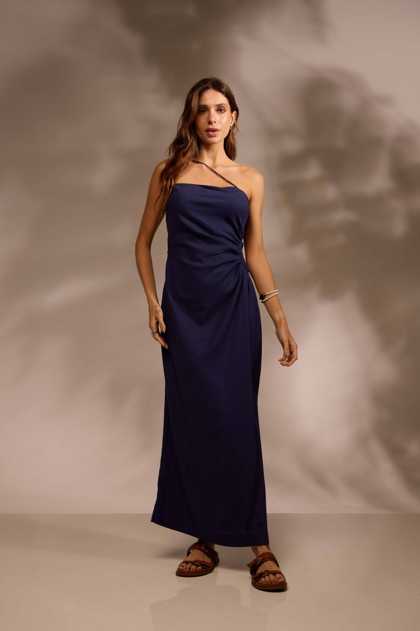 VESTIDO MIDI MARÉ LINHO - MARINHO da Vörr Brasil | Vörr Brasil