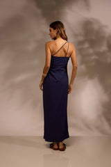 VESTIDO MIDI MARÉ LINHO - MARINHO da Vörr Brasil | Loja Oficial Vörr Brasil