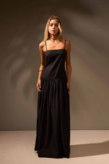 VESTIDO MIDI ONDAS ALGODÃO - PRETO da Vörr Brasil | Loja Oficial Vörr Brasil