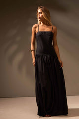 VESTIDO MIDI ONDAS ALGODÃO - PRETO da Vörr Brasil | Loja Oficial Vörr Brasil