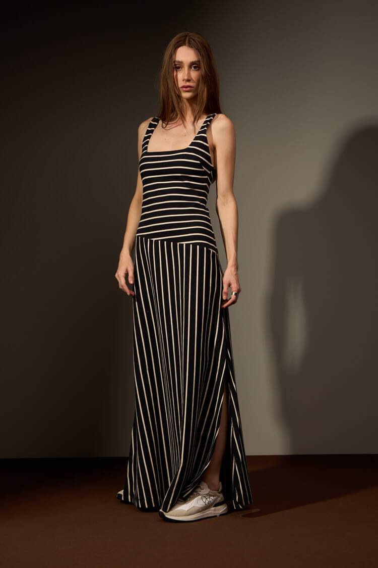 VESTIDO POÇO - PRETO E AREIA da Vörr Brasil | Loja Oficial Vörr Brasil